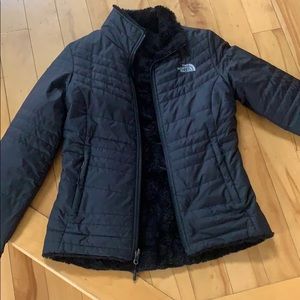 Girls north face fuzzy inside jacket